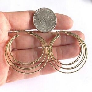 Jewelry - Gold Sterling Silver Hoop Statement Earrings Jewelry - Gold Sterling Silver Hoop Statement Earrings